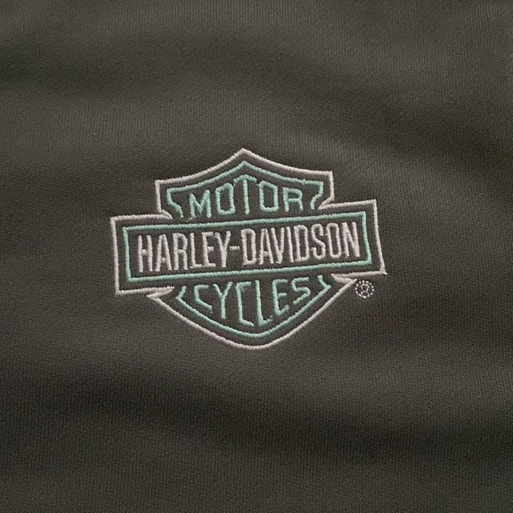 HARLEY DAVIDSON Gray Green Full Zip Logo Pullover in XL - Picture 4 of 11